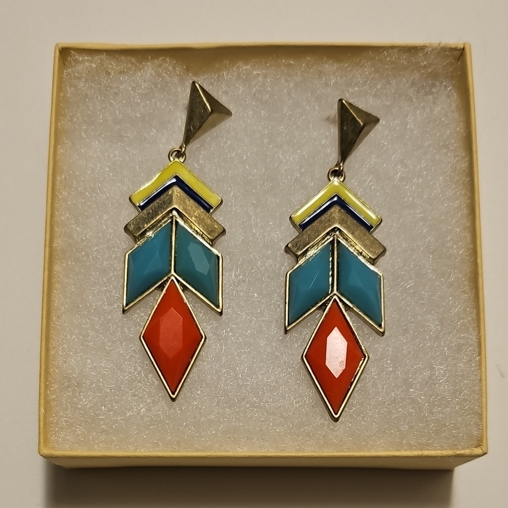 Vibrant Chevron Dangle Earrings